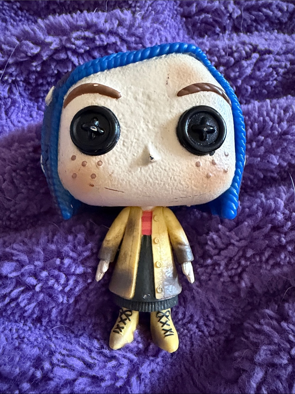 Funko Coraline Blue Hair Yellow Coat Pop Vinyl Figure no box hot topic exclusive
